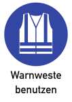 Warnweste benutzen ISO 7010, Kombischild, Folie, 210x297 mm 