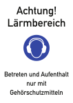 Achtung Lärmbereich ISO 7010, Kombischild, Alu, 131x185 mm 
