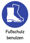 Fußschutz benutzen ISO 7010, Kombischild, Folie, 210x297 mm 