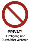 Privat Durchgang und Durchfahrt verboten, Kombischild, Alu, 262x371 mm 