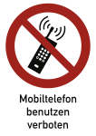 Eingeschaltete Mobiltelefone verboten ISO 7010, Kombischild, Folie, 131x185 mm 