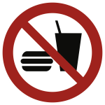 Essen und Trinken verboten ISO 7010, Folie, Ø 50 mm, 10 Stück/Bogen 
