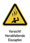 Vorsicht! Herabfallende Eiszapfen ISO 7010, Kombischild, Alu, 262x371 mm 