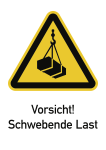 Vorsicht! Schwebende Last ISO 7010, Kombischild, Folie, 131x185 mm 
