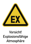 Vorsicht! Explosionsfähige Atmosphäre, Kombischild, Folie, 131x185 mm 