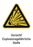 Vorsicht! Explosionsgefährliche Stoffe ISO 7010, Kombischild, Folie, 131x185 mm 