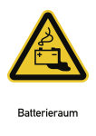 Batterieraum ISO 7010, Kombischild, Alu, 262x371 mm 