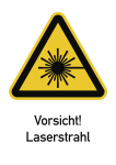 Vorsicht! Laserstrahl ISO 7010, Kombischild, Folie, 131x185 mm 