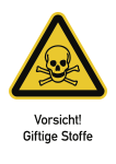 Vorsicht! Giftige Stoffe ISO 7010, Kombischild, Folie, 131x185 mm 