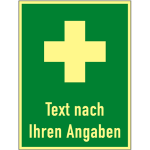 Hinweis auf Erste Hilfe-Text nach Angabe, Kunststoff, nachl.,160-mcd, 300x400 mm 
