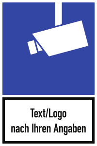 Video-Infozeichen mit Text und/oder Logo nach Ihren Angaben, Alu, 180x270 mm 