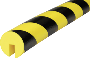 Warn- und Schutzprofil Typ B+, gelb/schwarz, Ø 50 mm, Länge 1 m 