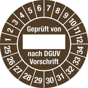 Prüfplakette Geprüft...DGUV Vorschrift, 2025-2034, Folie, Ø 25 mm,10 Stück/Bogen 