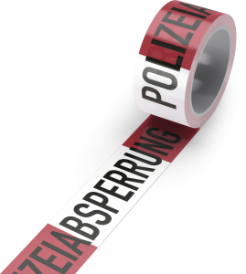 Absperrband "Polizeiabsperrung", PE-Folie, rot/weiß, 80 mm Breite, 500 m Länge 