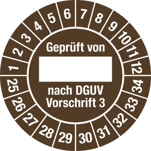 Prüfplakette Geprüft...DGUV Vorschrift 3, 2025-2034, Folie, Ø 25 mm, 10 St./Bo. 