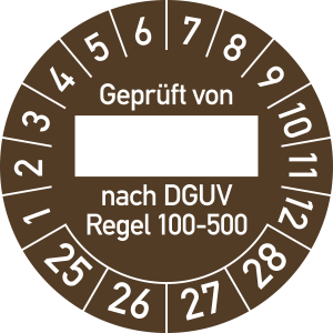Prüfplakette Geprüft...DGUV Regel 100-500, 2025-2028, Folie, Ø 30 mm, 10 St./Bo. 