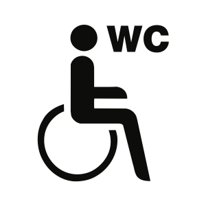 Piktogramm WC Behinderte/barrierefrei mit Text "WC", Folie, 160x160 mm 