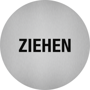 Piktogramm Ziehen, Edelstahl, selbstklebend, Ø 50 mm 