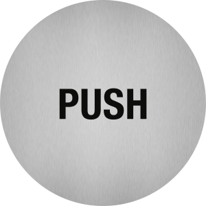 Piktogramm Push, Edelstahl, selbstklebend, Ø 50 mm 