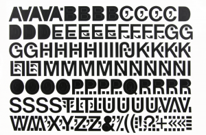 Großbuchstaben schwarz, Folie, 50 mm, 1 Bogen 