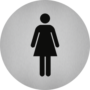 Piktogramm WC Damen, Edelstahl, selbstklebend, Ø 50 mm 