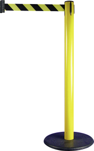 Gurt-Absperrpfosten GLA 28 gelb, Kunststoff, 1000 mm Höhe, Gurt 4 m gelb/schwarz 