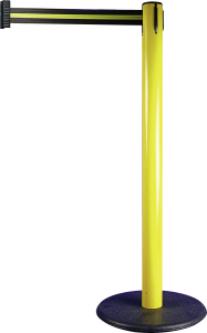 Gurt-Absperrpfosten GLA 28 gelb, Kunststoff, 1000 mm Höhe,Gurt 2,3m schwarz/gelb 