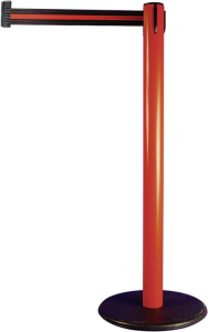 Gurt-Absperrpfosten GLA 28 rot, Kunststoff, 1000 mm Höhe, Gurt 2,3 m schwarz/rot 