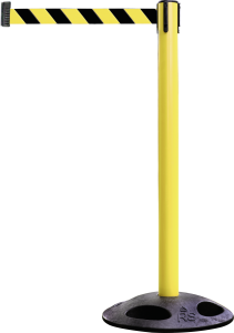 Gurt-Absperrpfosten GLA 25 gelb, Kunststoff, 1000 mm Höhe, Gurt 4 m gelb/schwarz 
