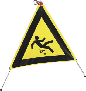 Faltsignal mit Symbol Warnung vor Rutschgefahr, gelb/schwarz, 600 mm SL 