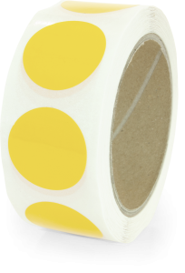 Markierungspunkte blanko, Polypropylenfolie, gelb, Ø 35 mm, 500 Stück/Rolle 