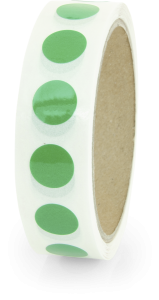 Markierungspunkte blanko, Polypropylenfolie, grün, Ø 15 mm, 500 Stück/Rolle 