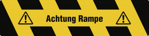 Trittschutz "Achtung Rampe", Alu, selbstklebend, Antirutsch, 150x610 mm 