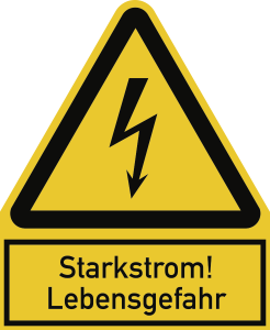 Starkstrom! Lebensgefahr, Kombischild, Alu, 200x244 mm 