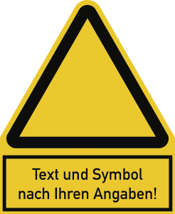 Warnzeichen - Symbol und Text nach Ihren Angaben, Alu, 200x244 mm 