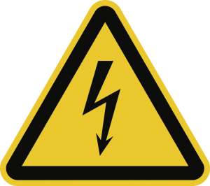 Warnung vor elektrischer Spannung ISO 7010, Alu, 100 mm SL 
