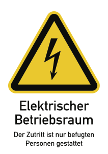 Elektrischer Betriebsraum..., Kombischild, Folie, 210x297 mm 