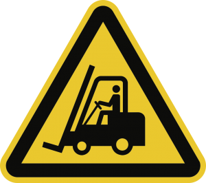 Warnung vor Flurförderzeugen ISO 7010, Folie, rutschhemmend, 600 mm SL 