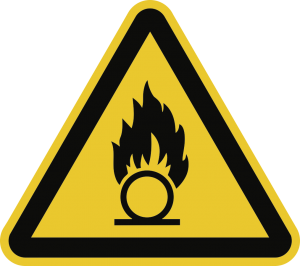 Warnung vor brandfördernden Stoffen ISO 7010, Alu, 200 mm SL 
