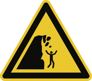 Warnung vor Steinschlag von instabiler Klippe ISO 7010, Alu, 400 mm SL 