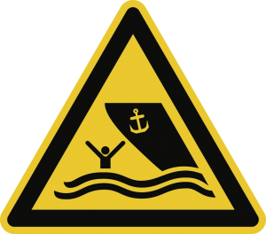 Warnung vor Schiffsverkehr ISO 7010, Alu, 400 mm SL 