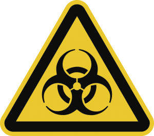 Warnung vor Biogefährdung ISO 7010, Folie, 20 mm SL, 12 Stück/Bogen 