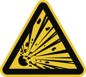 Warnung vor explosionsgefährlichen Stoffen ISO 7010, Alu, 200 mm SL 