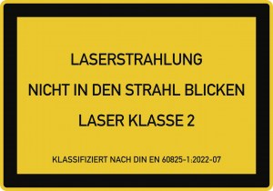 LASER KLASSE 2 DIN 60825-1, Textschild, Folie, 200x140 mm 