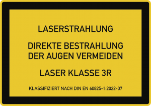 LASER KLASSE 3R DIN 60825-1, Textschild, Folie, 200x140 mm 