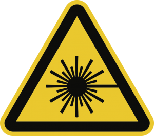 Warnung vor Laserstrahl ISO 7010, Folie, 30 mm SL, 6 Stück/Bogen 