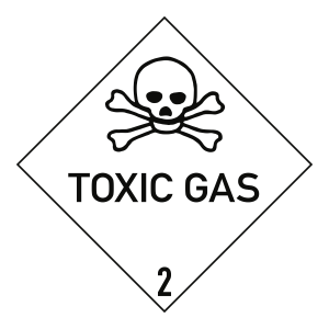 Gefahrzettel Klasse 2.3 Text TOXIC GAS, Folie, 100x100 mm 