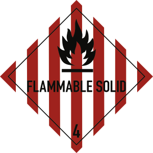 Gefahrzettel Klasse 4.1 Text FLAMMABLE SOLID, Folie, 100x100 mm 