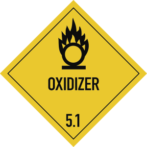 Gefahrzettel Klasse 5.1 Text OXIDIZER, Folie, 100x100 mm 