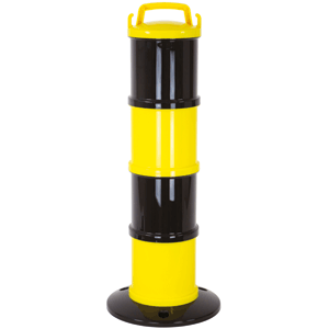 Modularer Absperrpfosten gelb/schwarz, PP, Höhe 850 mm, inkl. 5 lfm Kette g/s 